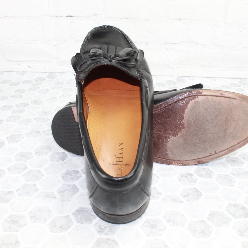 Cole Haan Black Leather Kilt Tassel Loafers Slip-on Dress Shoes Size 10 D - Picture 6 of 8